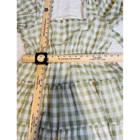 Mine Green and white checkered Dress Size Large - Picture 8 of 12